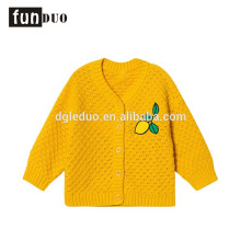 Algodón infantil de punto chaqueta amarilla casual cálida limón vestido casual niñas vestidos de algodón